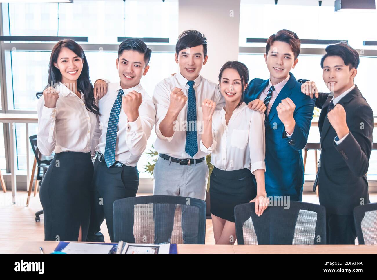 Successful  business team with happy workers Stock Photo
