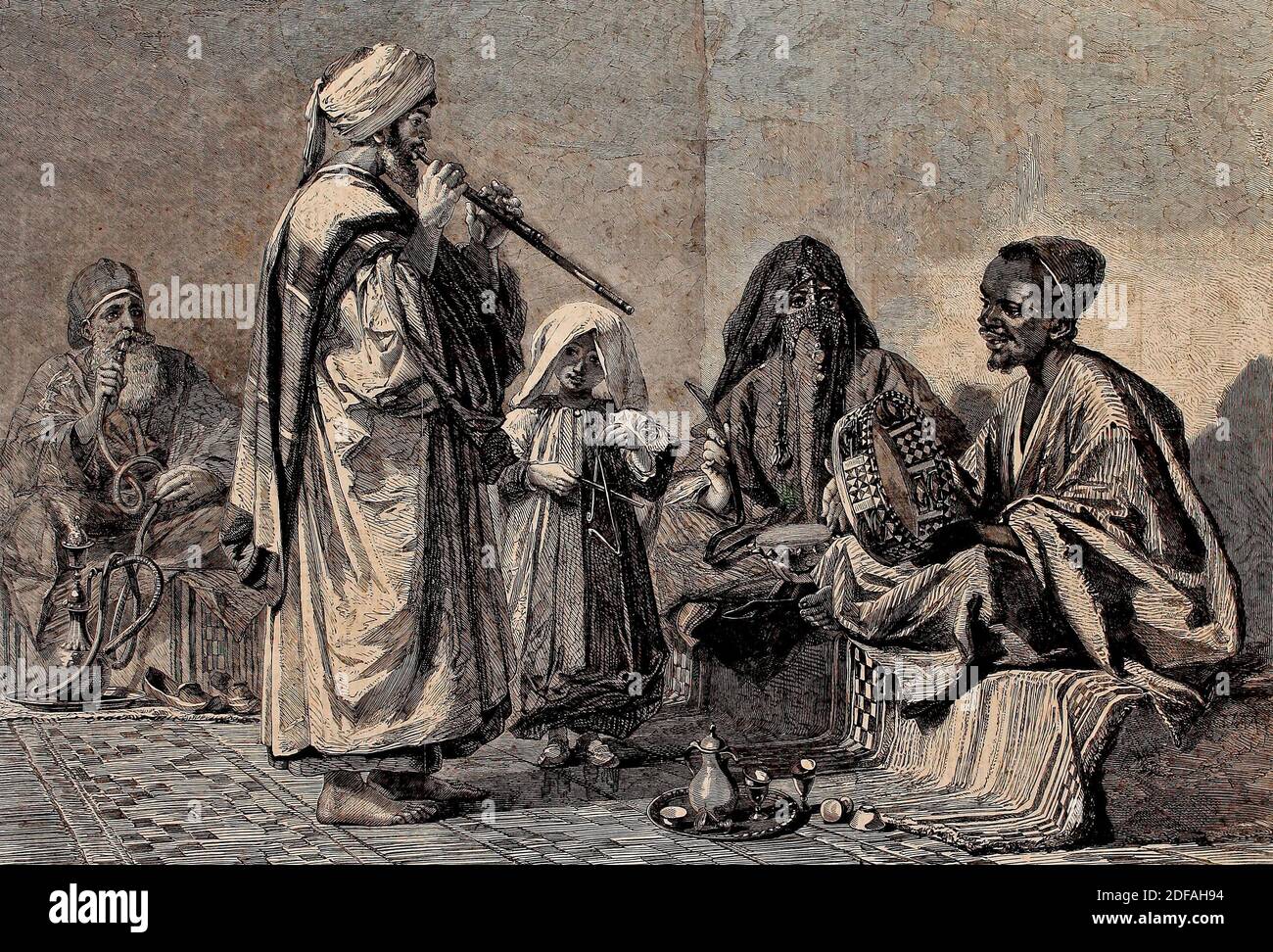 A Rehearsal Cairo by Carl Haag, in the Exhibition of the Society of Painters in Water Colors Stock Photo
