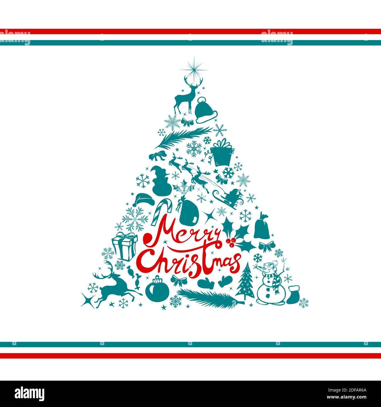Merry Christmas. A Christmas tree made of graphic elements. Vector ...