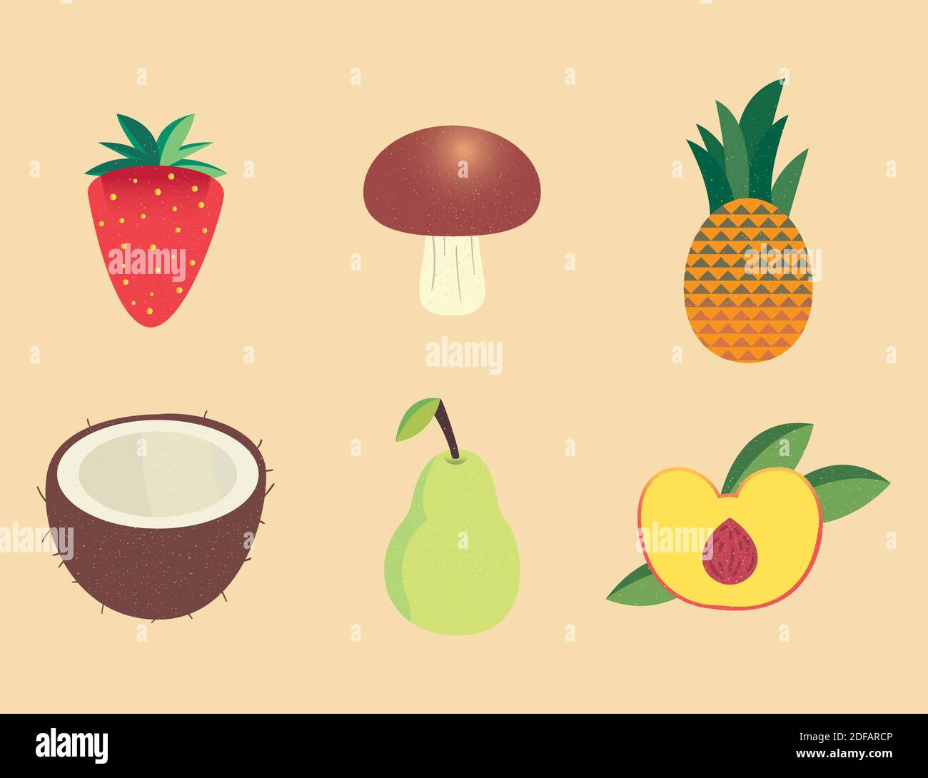 fruits and vegetables icon bundle design of healthy organic food theme ...