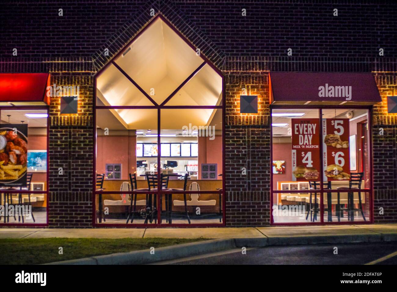 Augusta, Ga USA 12 02 20 Arbys restaurant at night interior view