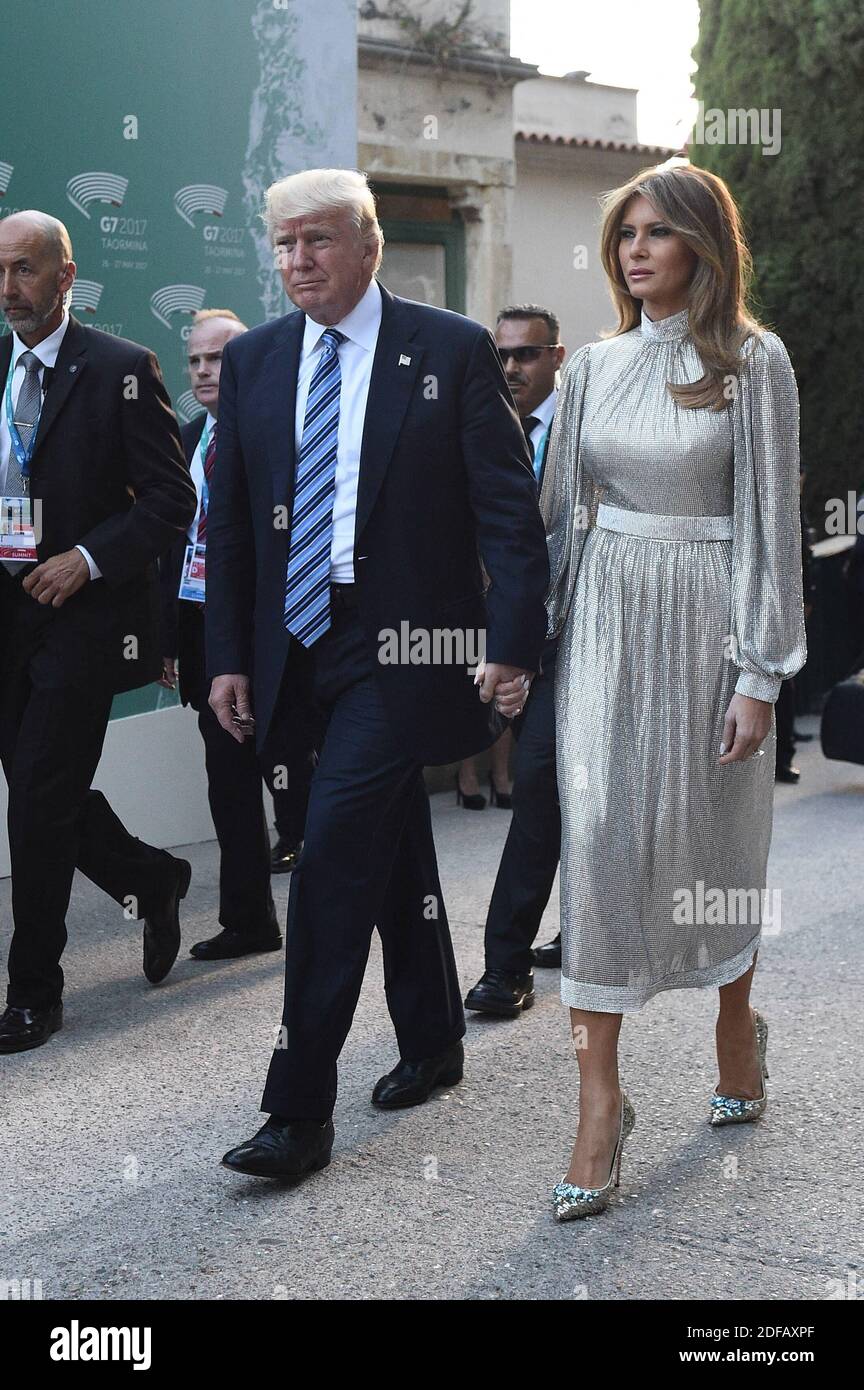 File photo - US president Donald Trump and First lady Melania Trump arrive  at the Greek Theater to attend a concert during the G7 Summit in Taormina,  Sicily island, Italy, 26 May