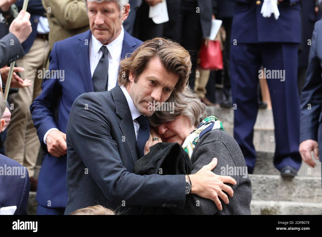 Family members leaving after the funeral ceremony for French author Jean  Raspail held at Saint Roch church in Paris, France on June 17, 2020. Jean  Raspail (5 July 1925 – 13 June