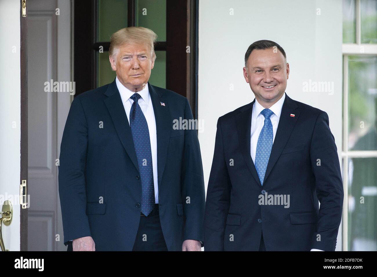 US President Donald J. Trump (L) welcomes Polish President Andrzej Duda ...
