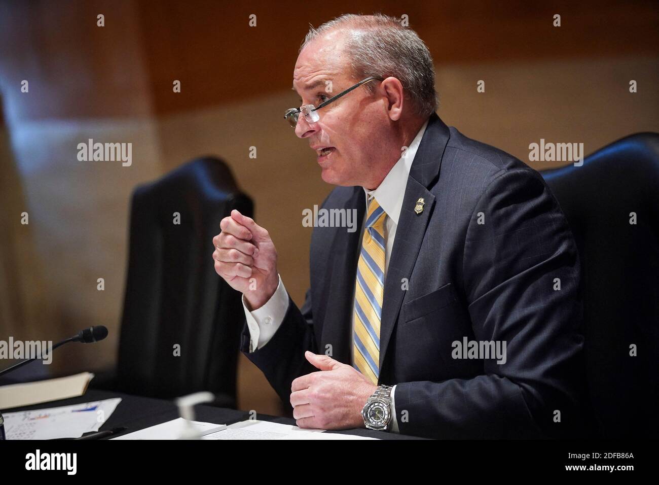 Acting U.S. Customs and Border Protection (CBP) Commissioner Mark Morgan testifies at a Senate Homeland Security and Governmental Affairs Committee oversight hearing examining the CBP on Capitol Hill in Washington, U.S., June 25, 2020. Photo by Alexander Drago/Pool/ABACAPRESS.COM Stock Photo