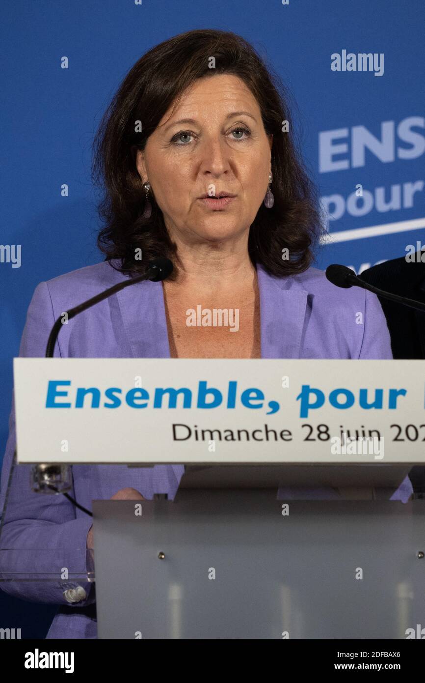 Agnes Buzyn, LRM candidate for mayor of Paris, anounces she lost the second round of the municipal elections. Paris, France, June 28, 2020. Photo by Florent Bardos/ABACAPRESS.COM Stock Photo