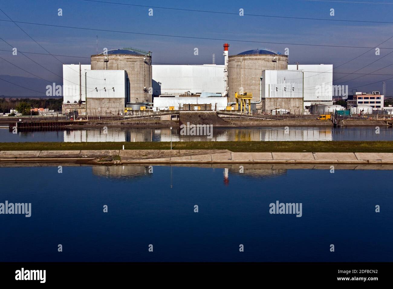 Hand out undated file photo of the nuclear power plant CNPE of Fessenheim near the Grand Canal of Alsace, East of France. France's oldest nuclear plant was switched off on Monday, ending four decades of output that built the local economy but also fuelled cross-border controversy. The second and last reactor of the plant at Fessenheim in eastern France -- opened in 1977 and three years over its projected 40-year life span -- went offline as of 11:00 pm (2100 GMT), said state-owned power company EDF. Photo by Didier Marc/EDF via ABACAPRESS.COM Stock Photo