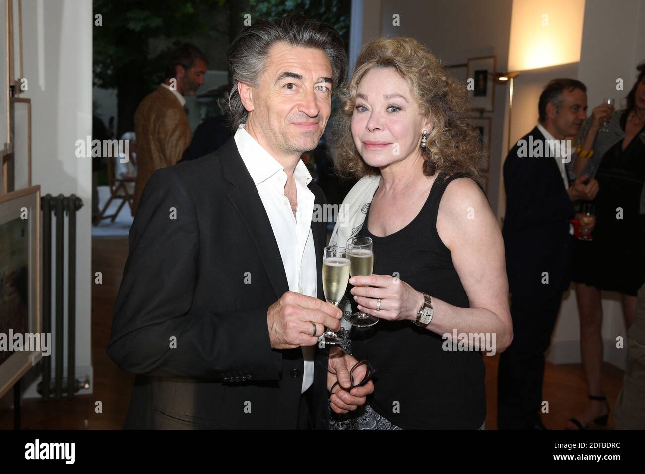 Exclusive - Grace de Capitani and her husband Jean-Pierre Jacquin attending 'End of Confinement' cocktail party hosted by Massimo Gargia in Paris, France, on June 30, 2020. Photo by Jerome Domine/ABACAPRESS.COM Stock Photo