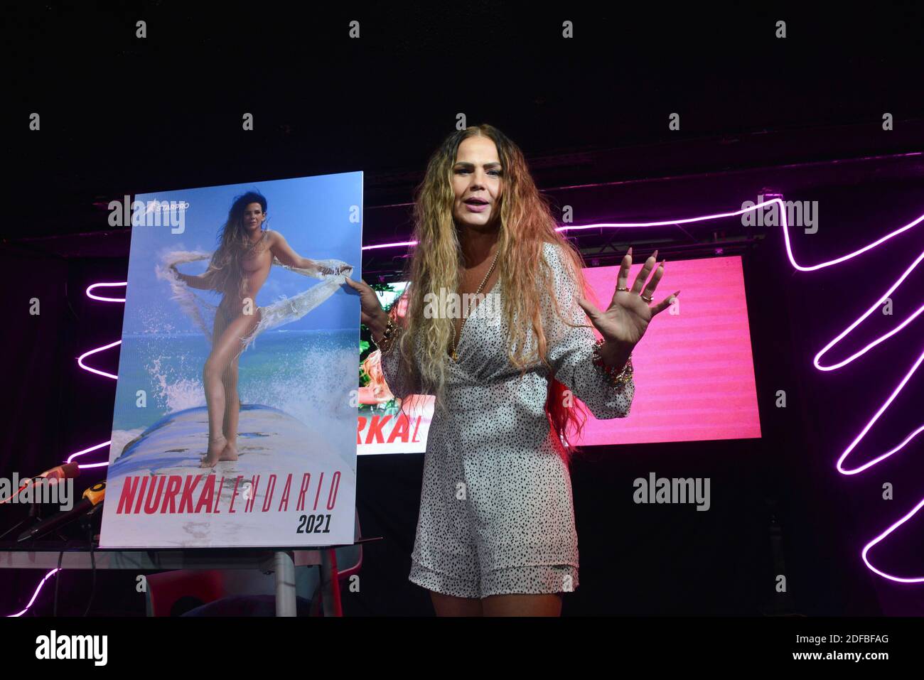Mexico City, Mexico. 03rd Dec, 2020. MEXICO CITY, MEXICO - DECEMBER 3: Actress Niurka Marcos poses for photos during a press conference to launch her calendar ‘Niurkalendar' at Rico Club on December 3, 2020 in Mexico City, Mexico. Credit: Carlos Tischler/Eyepix Group/The Photo Access Credit: The Photo Access/Alamy Live News Stock Photo
