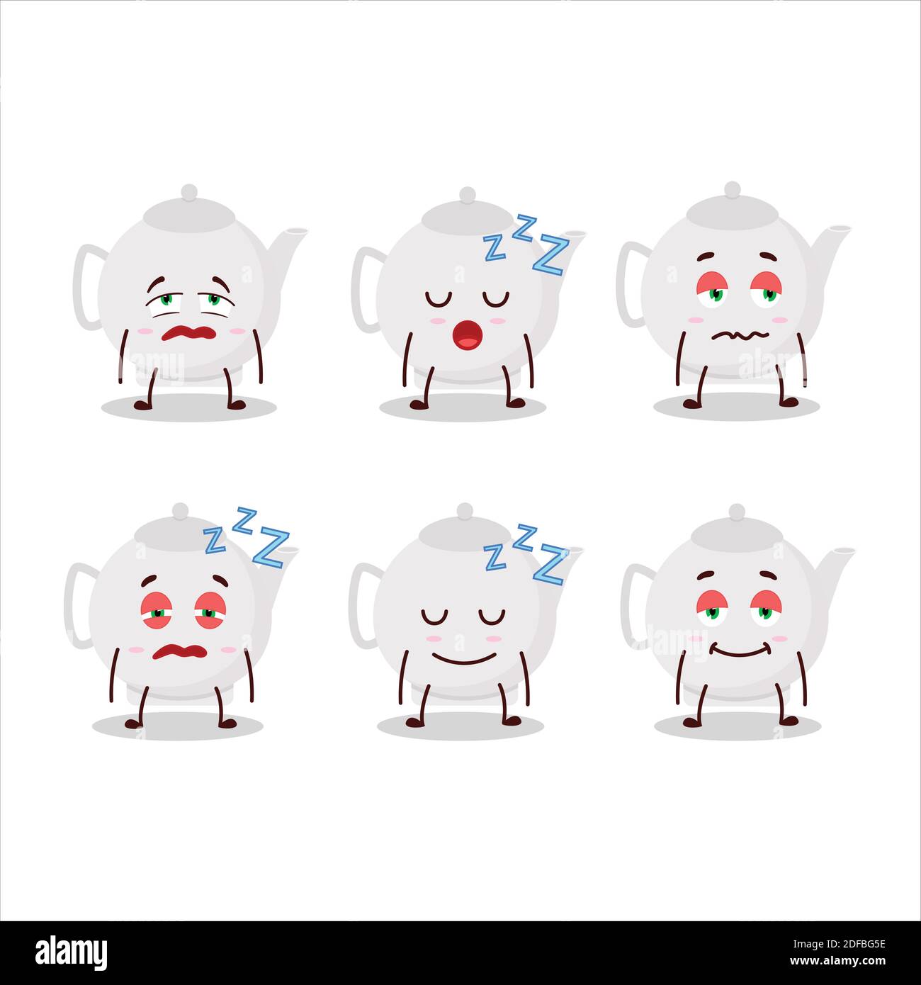 Cartoon character of ceramic teapot with sleepy expression. Vector ...
