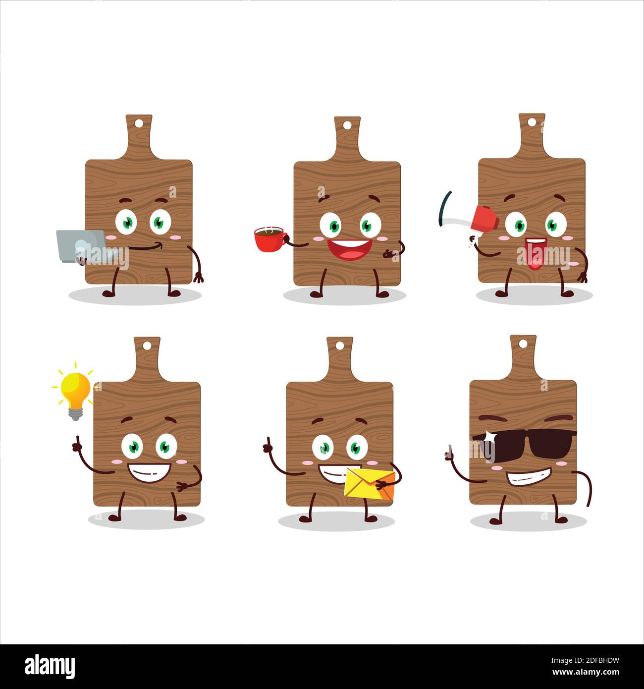 Wood cutting board cartoon character with various types of business  emoticons. Vector illustration Stock Vector Image & Art - Alamy
