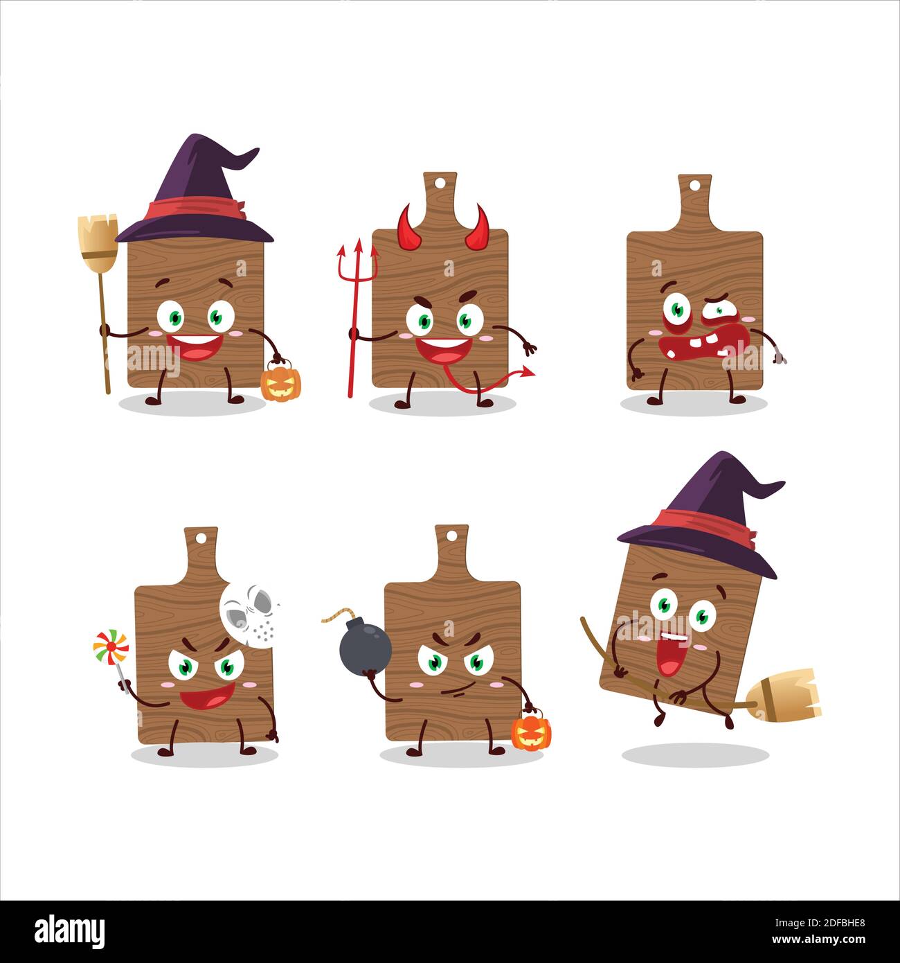 Halloween expression emoticons with cartoon character of wood cutting  board. Vector illustration Stock Vector Image & Art - Alamy