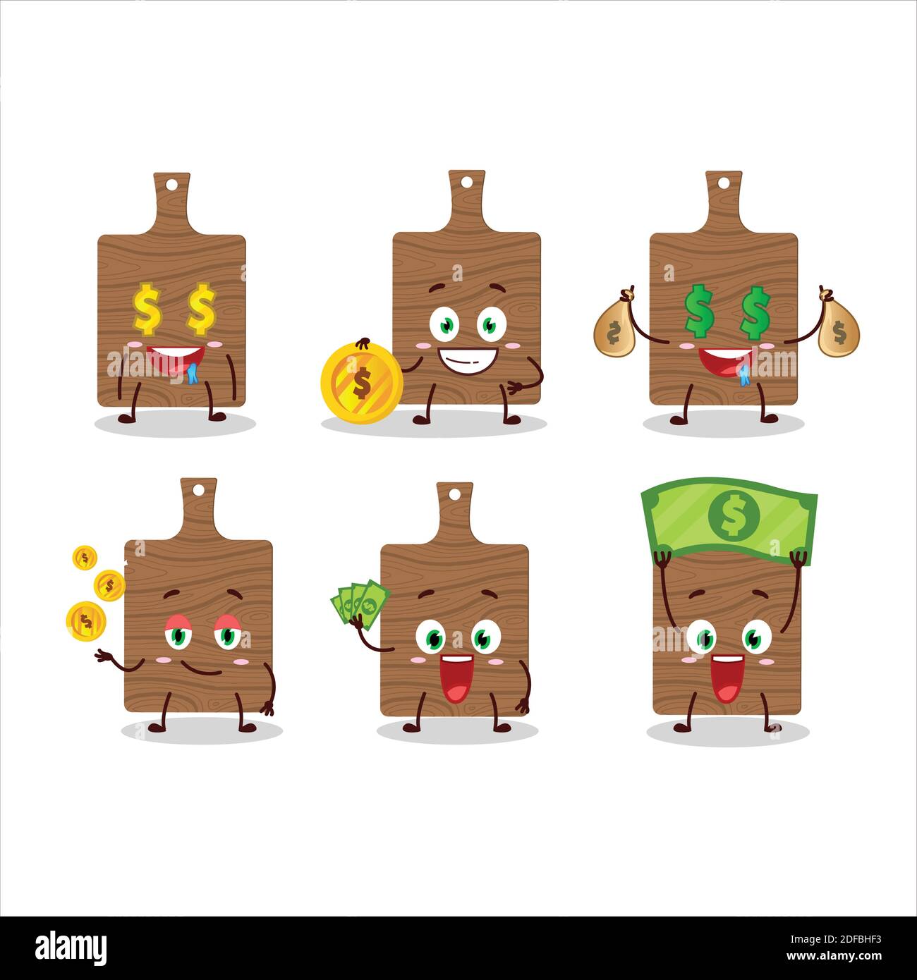 Wood cutting board cartoon character with cute emoticon bring money. Vector  illustration Stock Vector Image & Art - Alamy