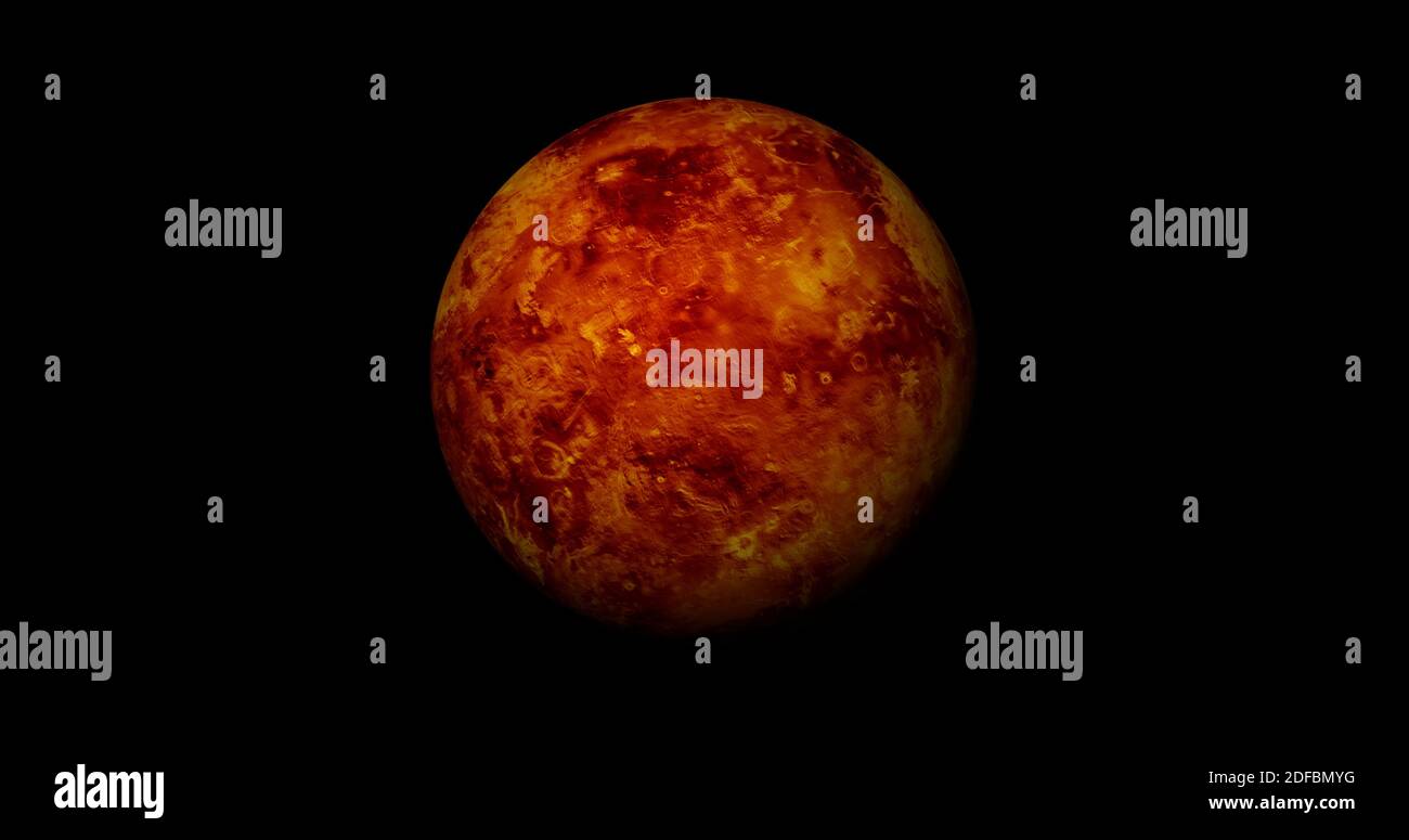 Venus spinning and sun rise. front view of Venus from