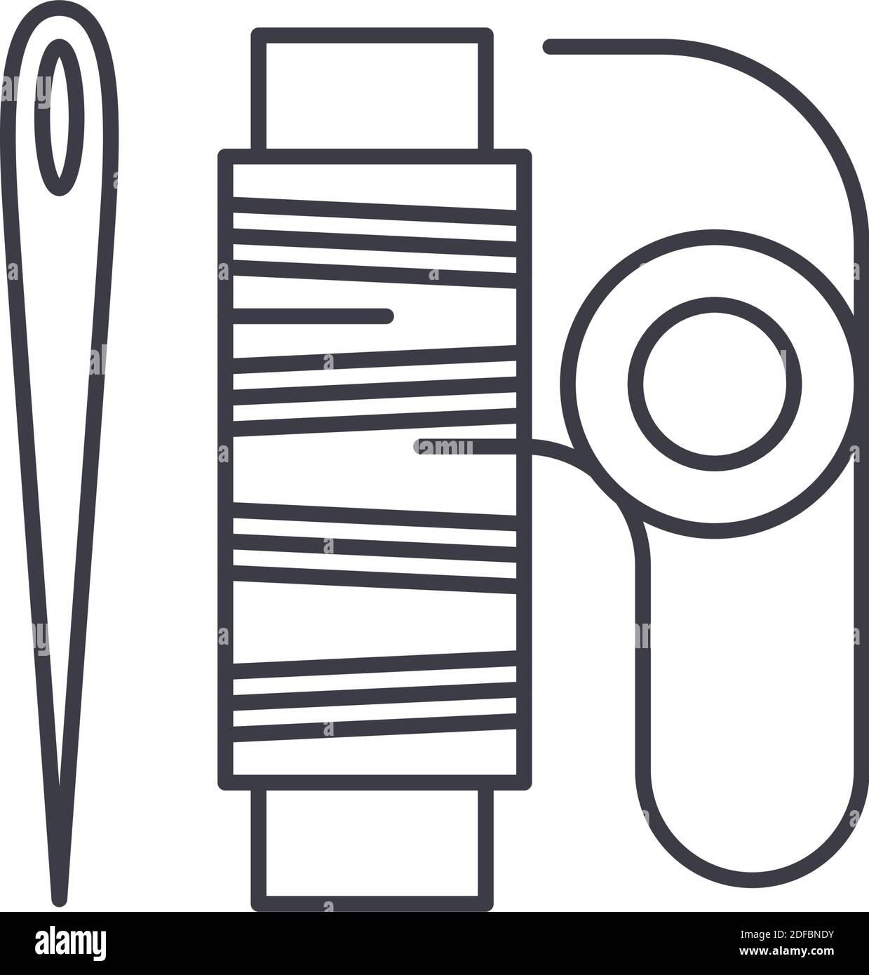 Needle and thread icon, linear isolated illustration, thin line vector ...
