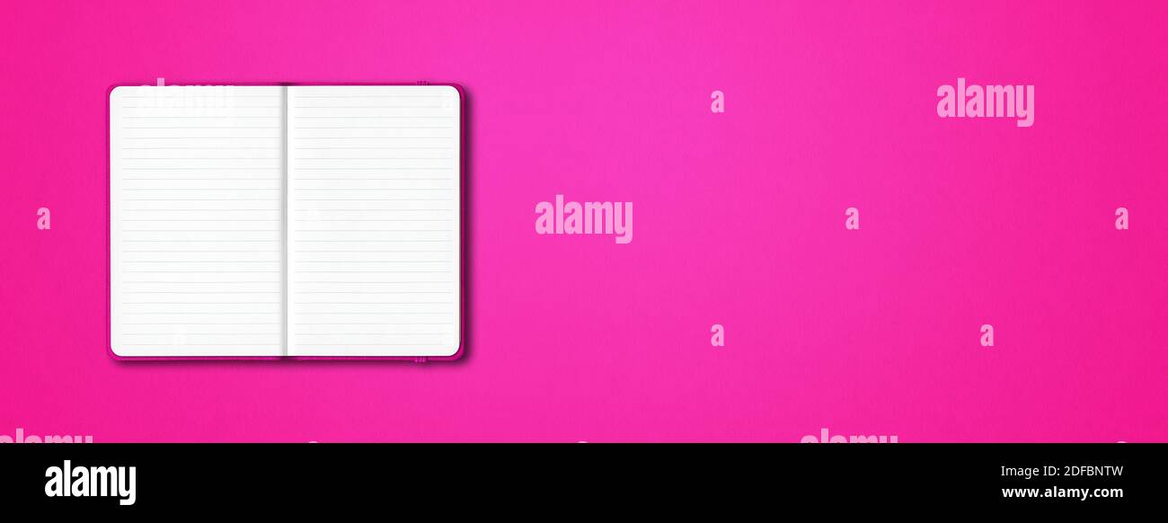 Color Pink Open Notebook Pink open lined notebook mockup mockup isolated on colorful background ...