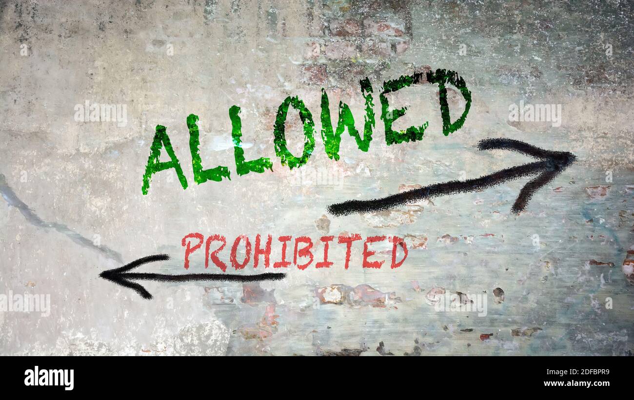 Street Sign the Direction Way to Allowed versus Prohibited Stock Photo ...