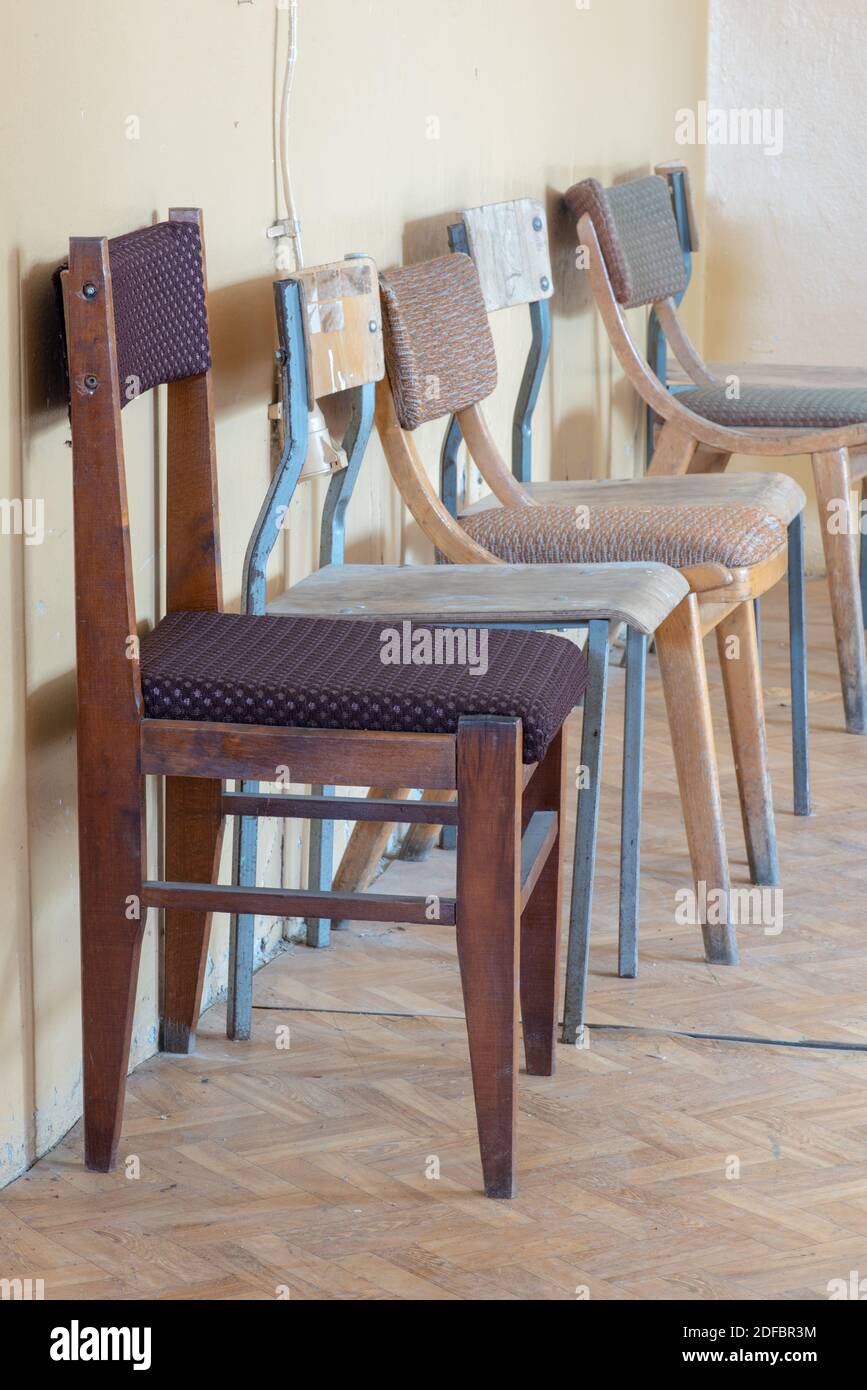 Old chairs in waiting room Stock Photo Alamy