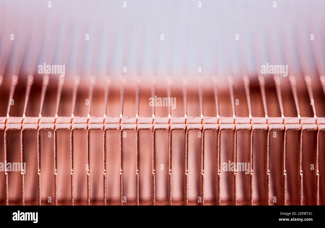 Macro of copper heat sink Stock Photo