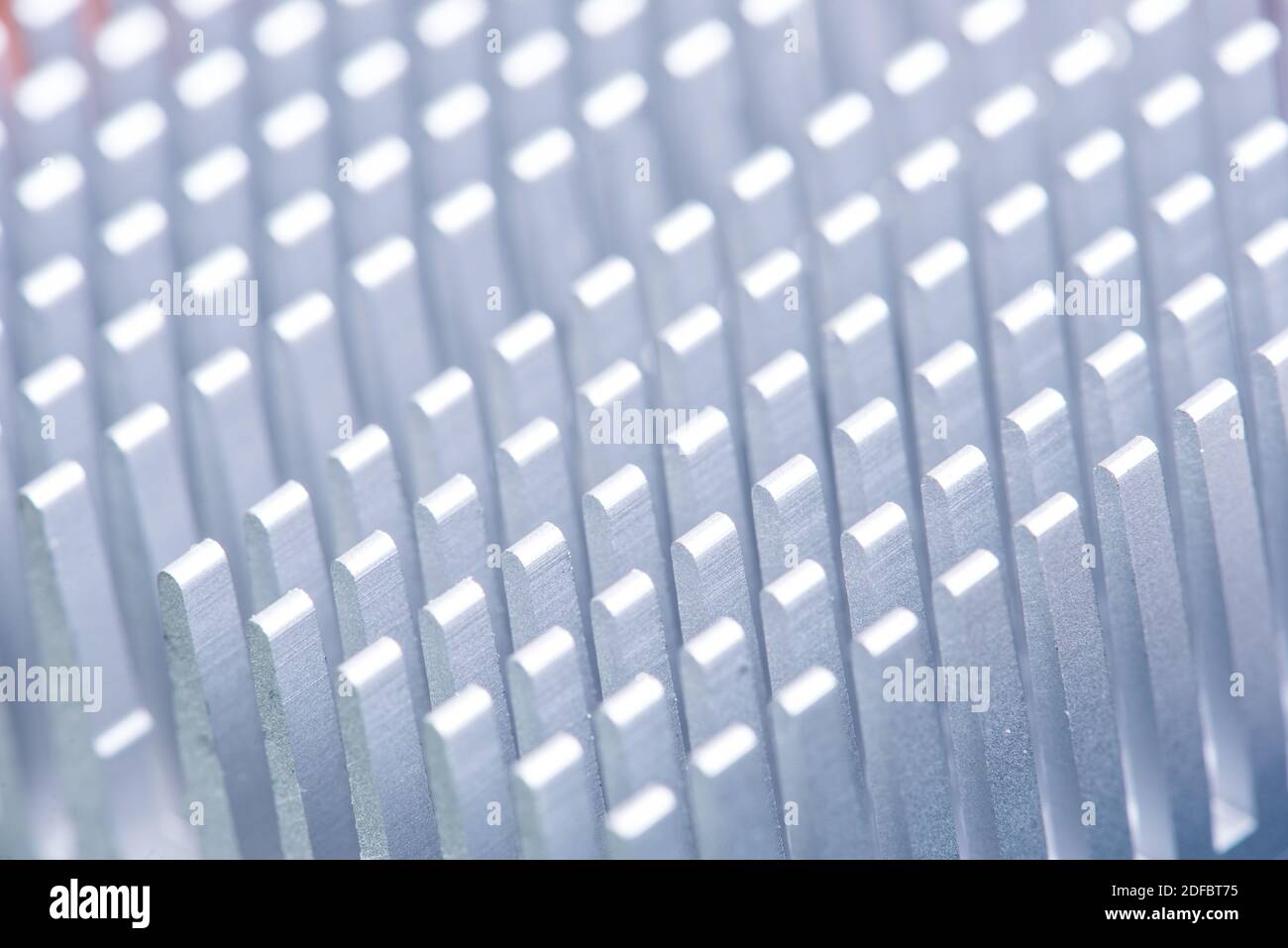 Cooling fins of aluminium heat sink close-up Stock Photo