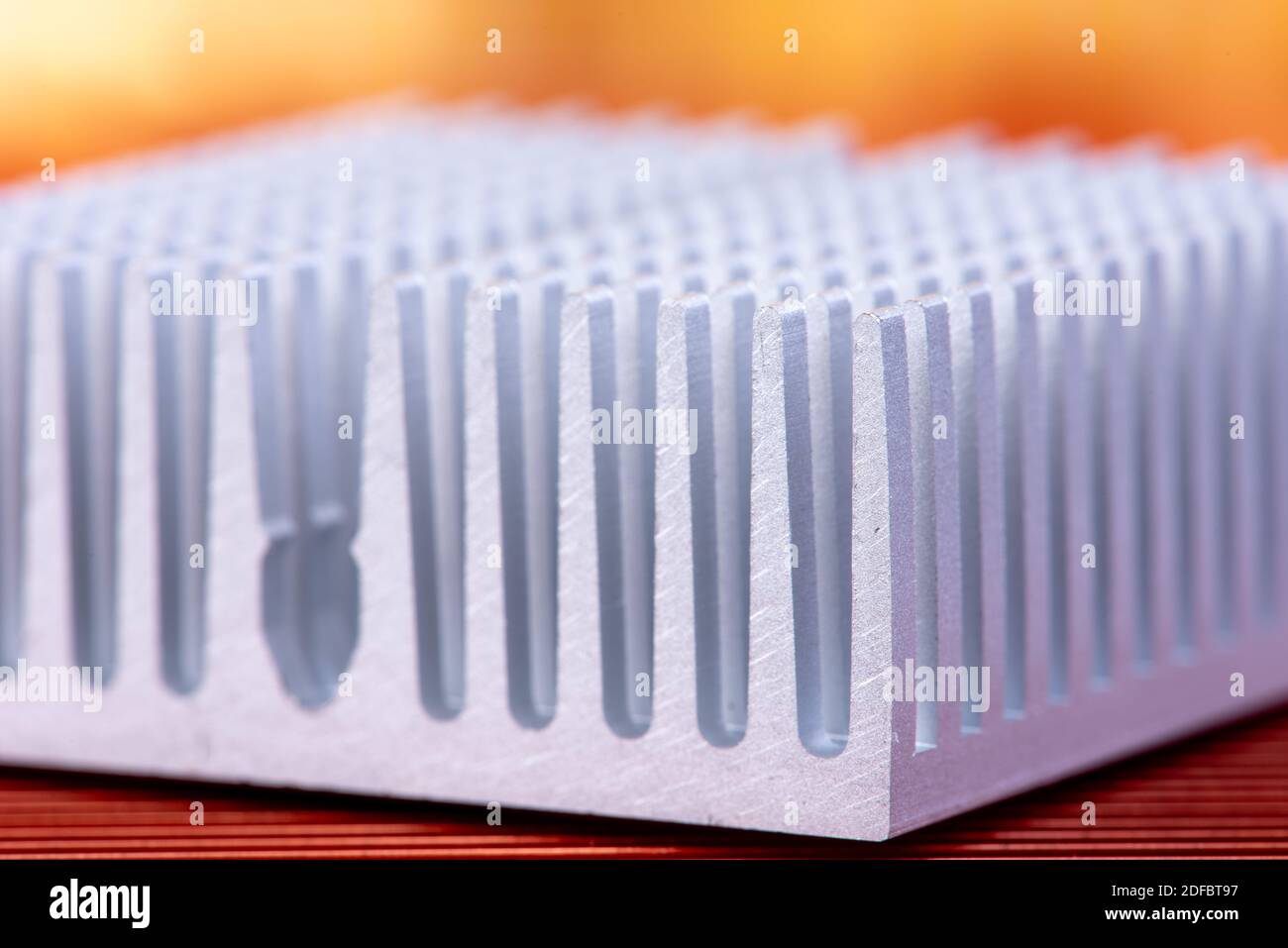 Macro of aluminium radiator heat sink Stock Photo