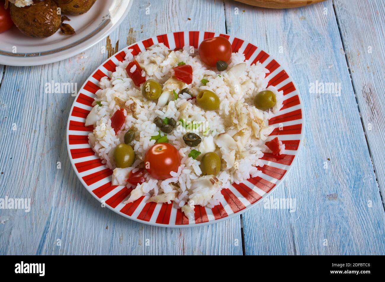 Arroz de bacalhau, Bacalhau Rice, Codfish rice - Typical Portuguese ...
