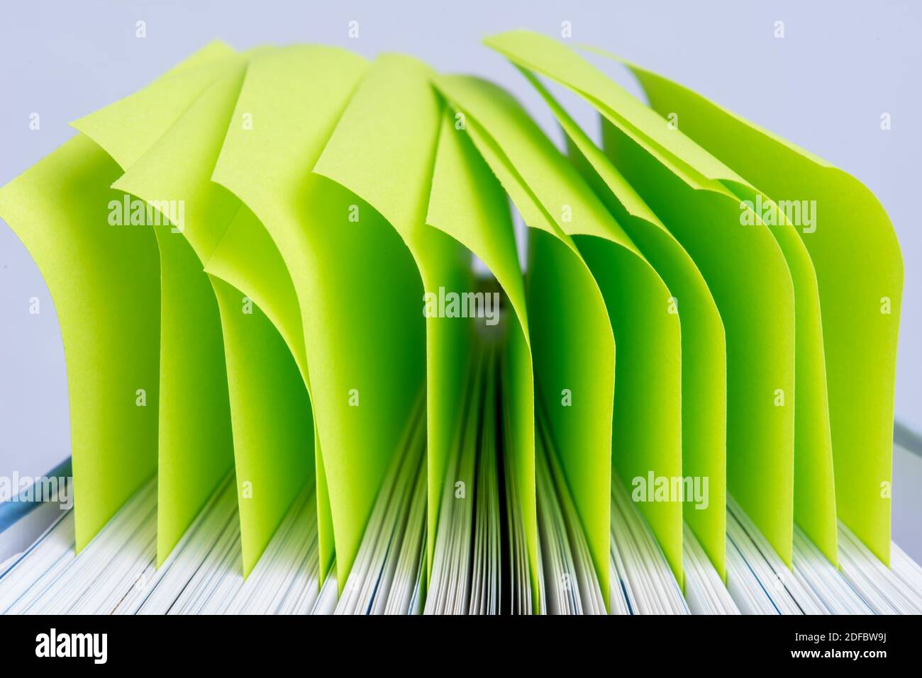 Macro of open book pages with bookmark Stock Photo