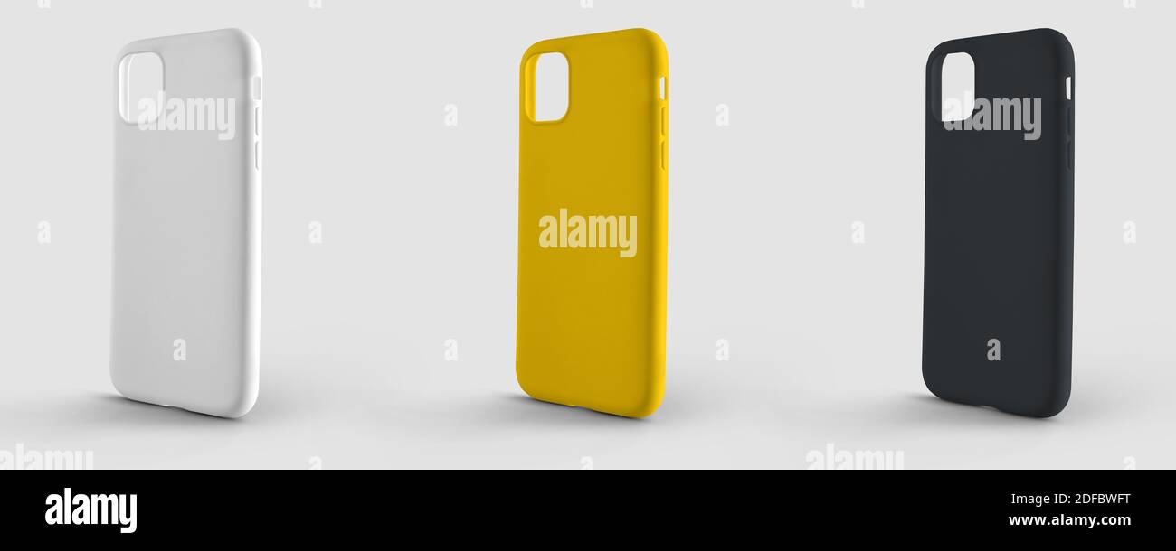 Download Mockup Plastic Case For Smartphone On An Isolated Background For Design Presentation Template Of Yellow White And Black Container For Pattern Set O Stock Photo Alamy