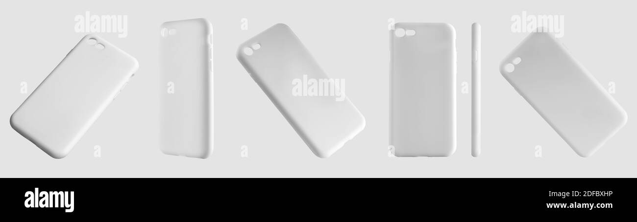 Download Mockup Of White Plastic Cases For Mobile Phones A Set Of 6 Containers In Different Positions Smartphone Cover Template For Presentation Of Design An Stock Photo Alamy