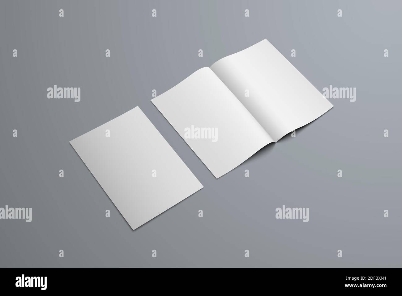 Vector mockup bifold brochure isolated on background. Open and closed