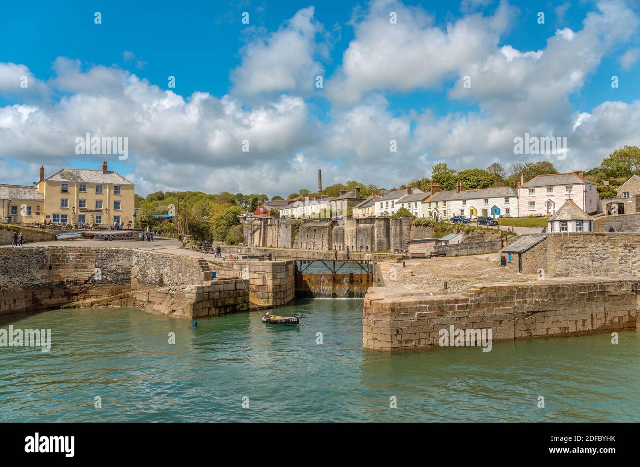 View over the harbour of Charlestown, Cornwall coast, England Stock Photo