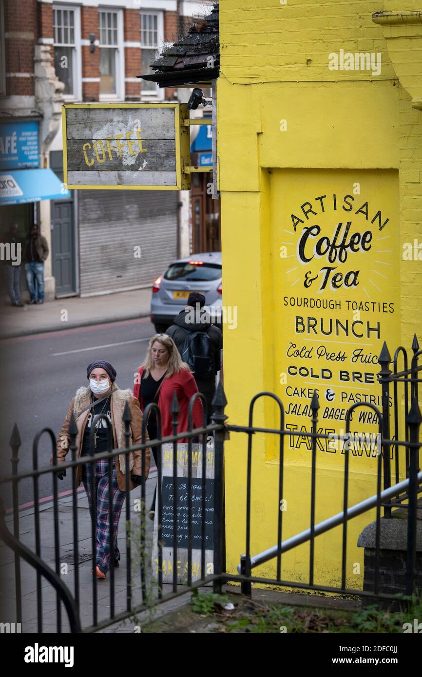 Artisan Coffee & Tea shop on Streatham High Street on the 9th November 2020 in London in the United Kingdom. Photo by Sam Mellish Stock Photo