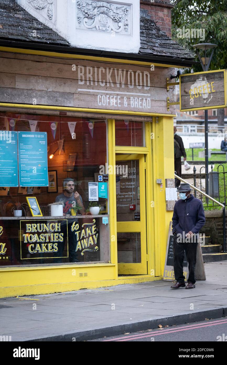 Artisan Coffee & Tea shop on Streatham High Street on the 9th November 2020 in London in the United Kingdom. Photo by Sam Mellish Stock Photo