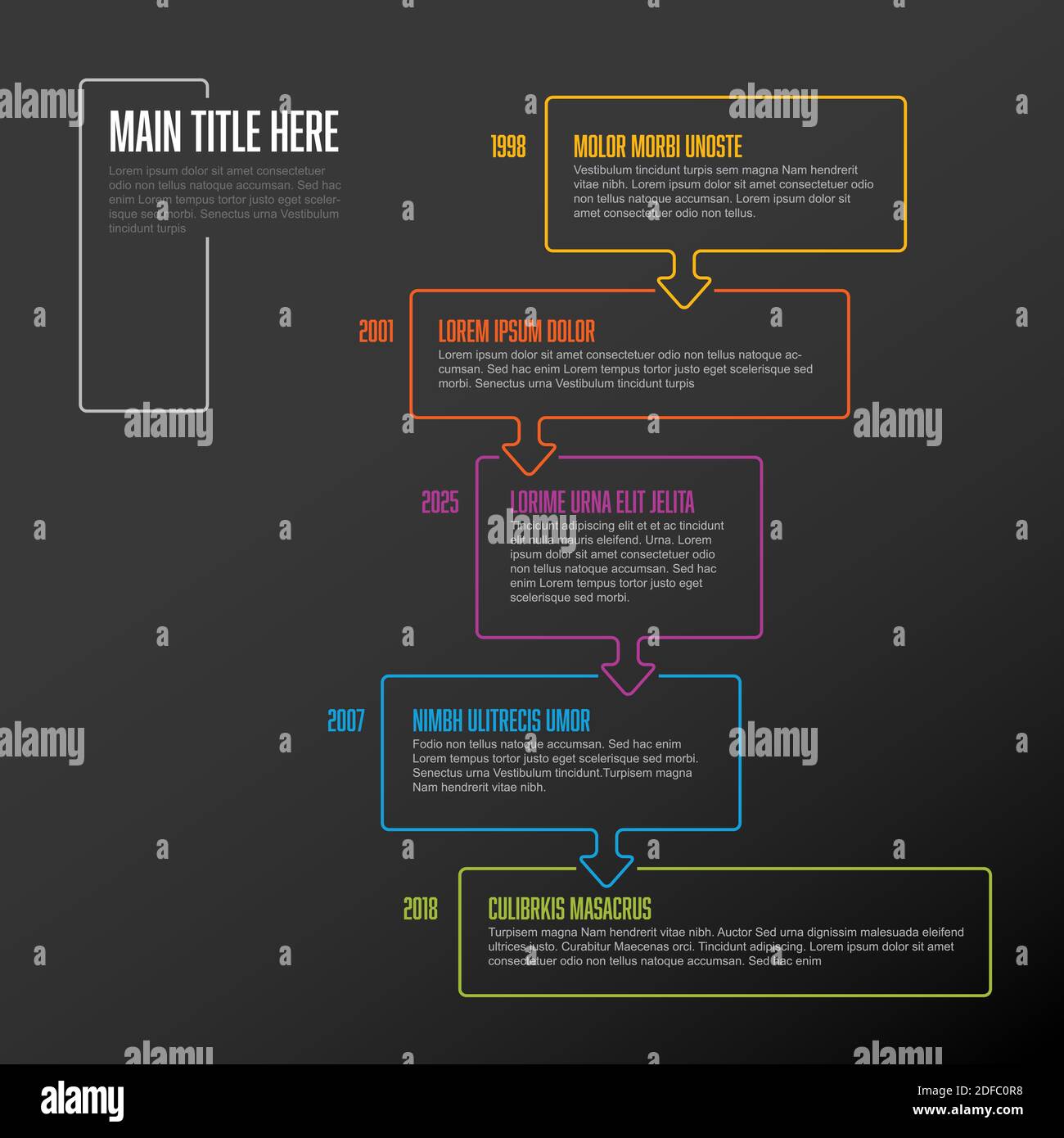 Vector vertical infographic timeline template with thin line color ...