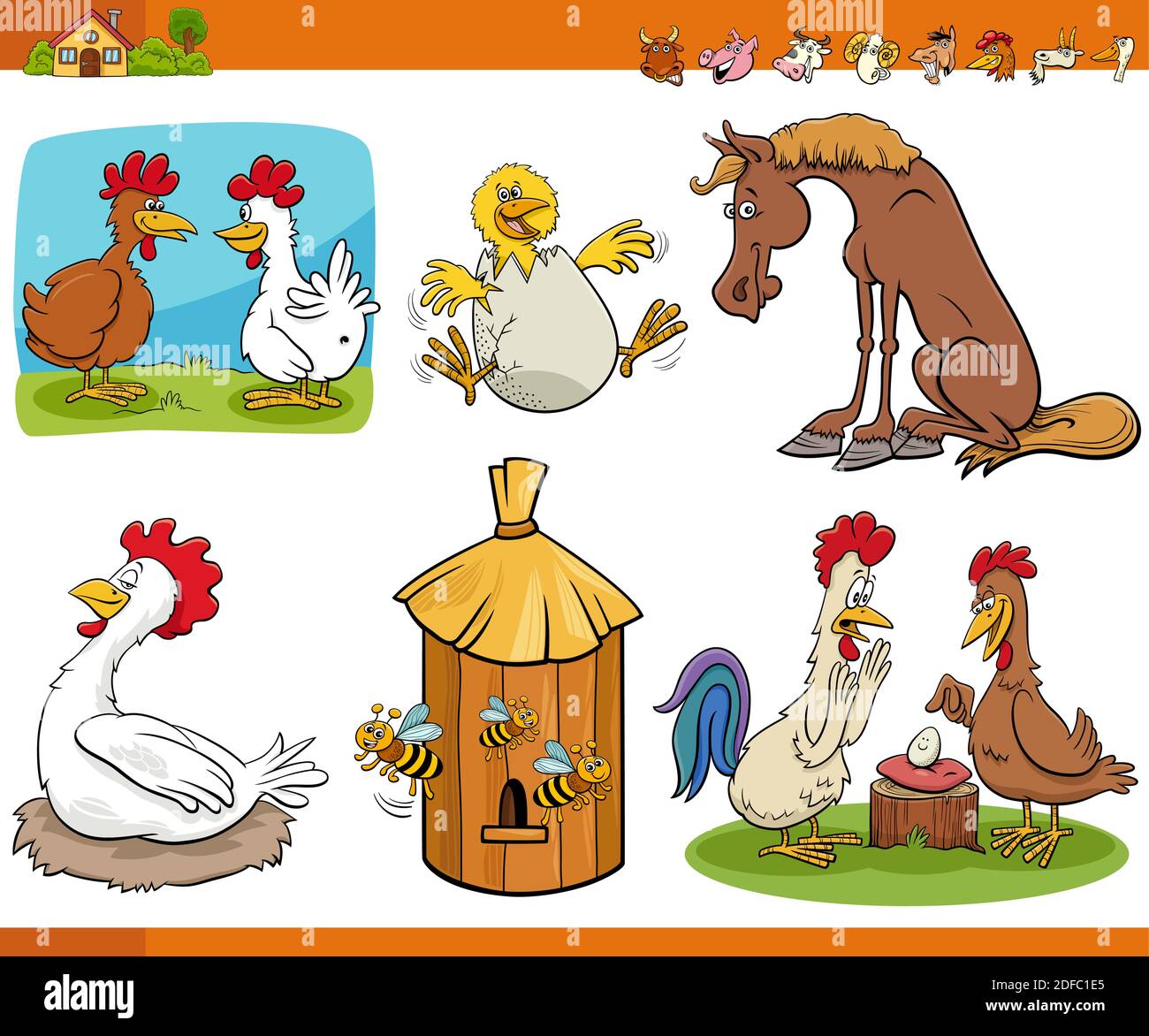 Cartoon Illustration of Farm Animals Comic Characters Set Stock Vector  Image & Art - Alamy