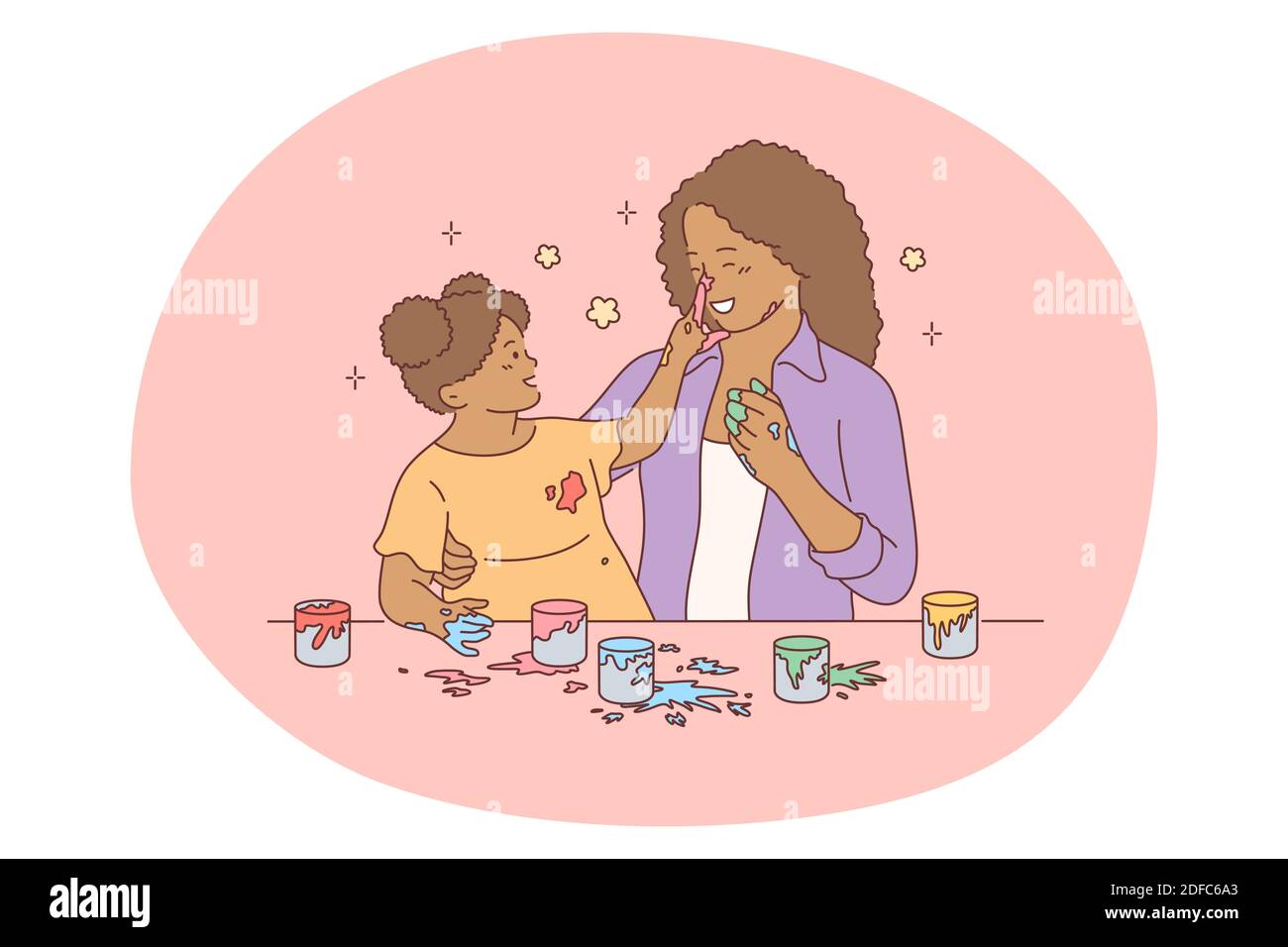 Mother and daughter, motherhood, activities with children concept Stock