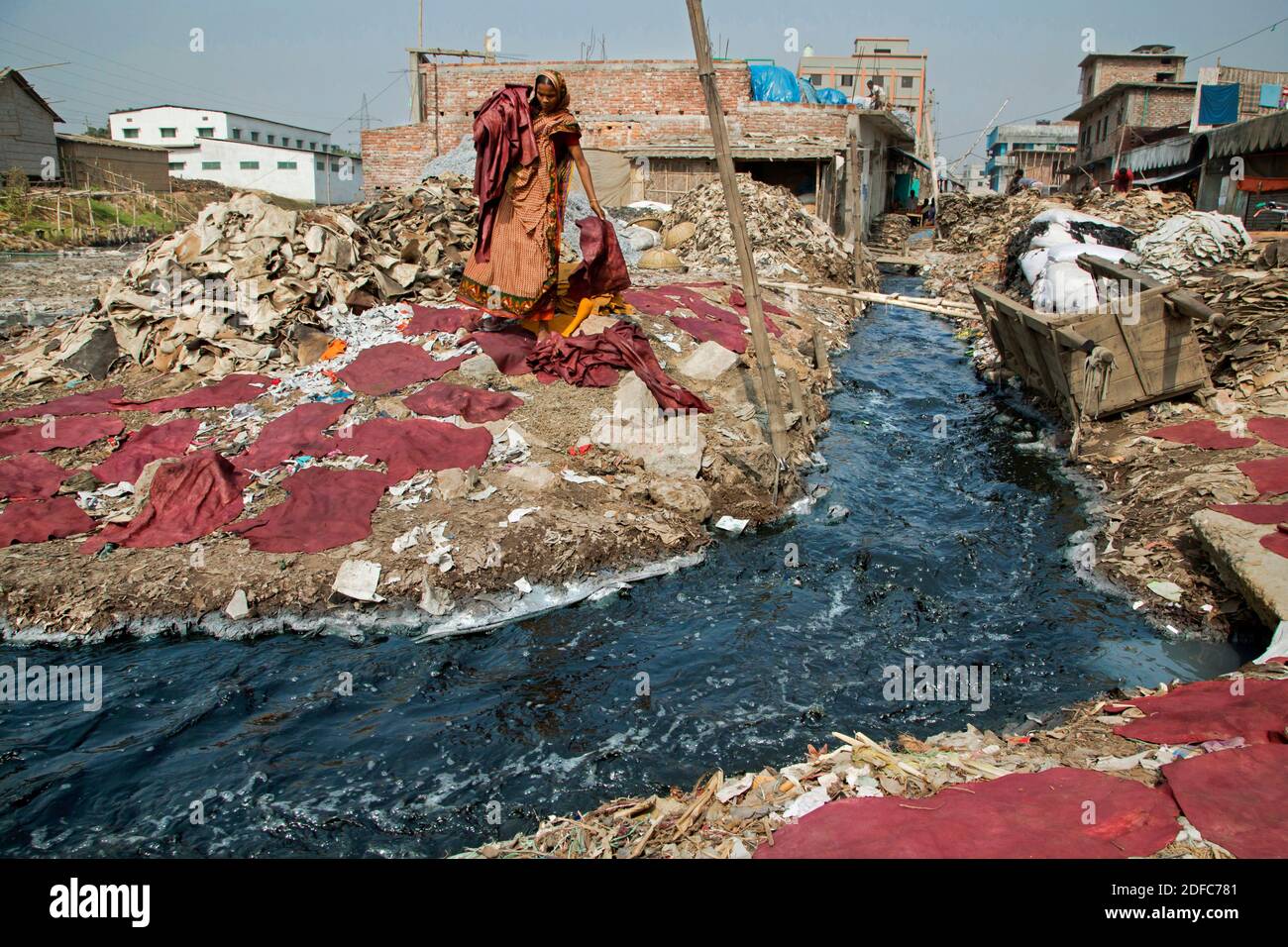 Bangladesh, Dhaka, Hazaribagh district, one of the most polluted places in the world due to the waste produced by more than 2000 tanneries Stock Photo