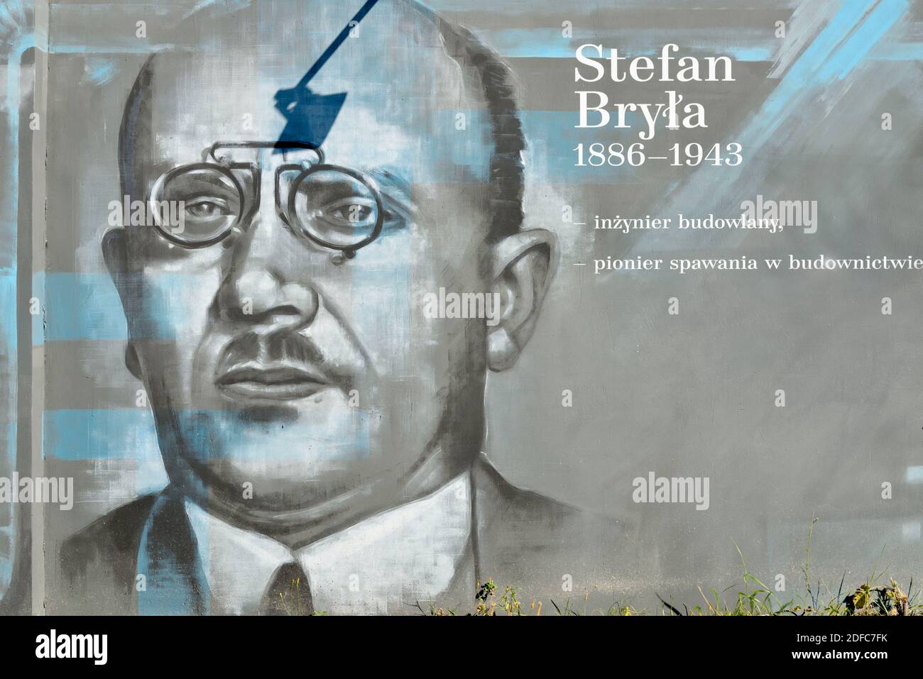Poland, West Pomerania, Szczecin, Zygmunta Chmielewskiego Street, famous Polish personality murals, here Stefan Bry&#x142;a Stock Photo