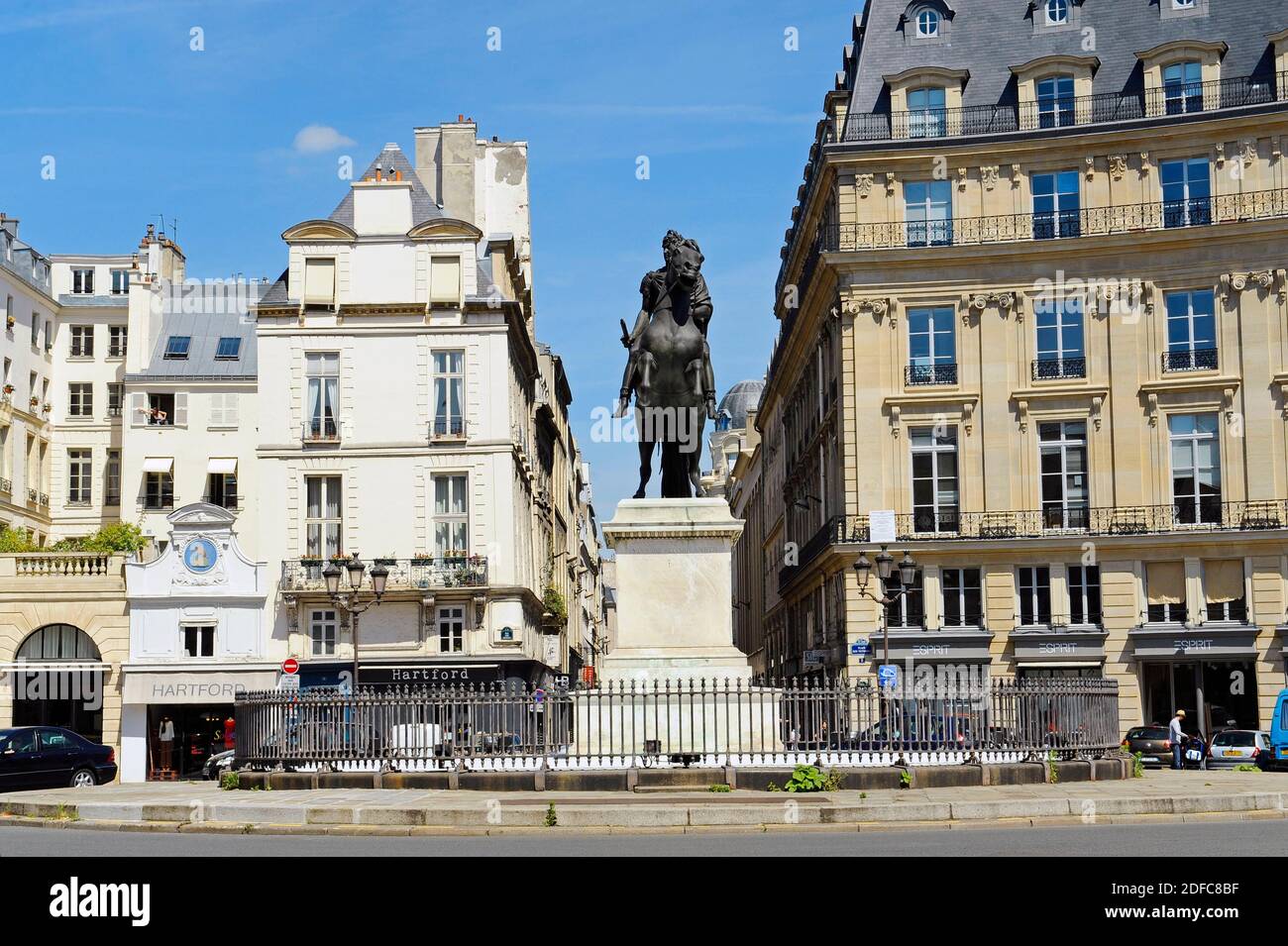 France, Paris, place Notre-Dame-des-Victoires, statue of louis XIV Stock Photo