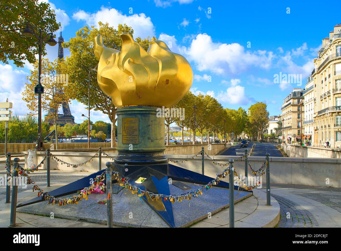 France, Paris, the Liberty flame above the tunnel of the Alma bridge where Princess Diana died Stock Photo