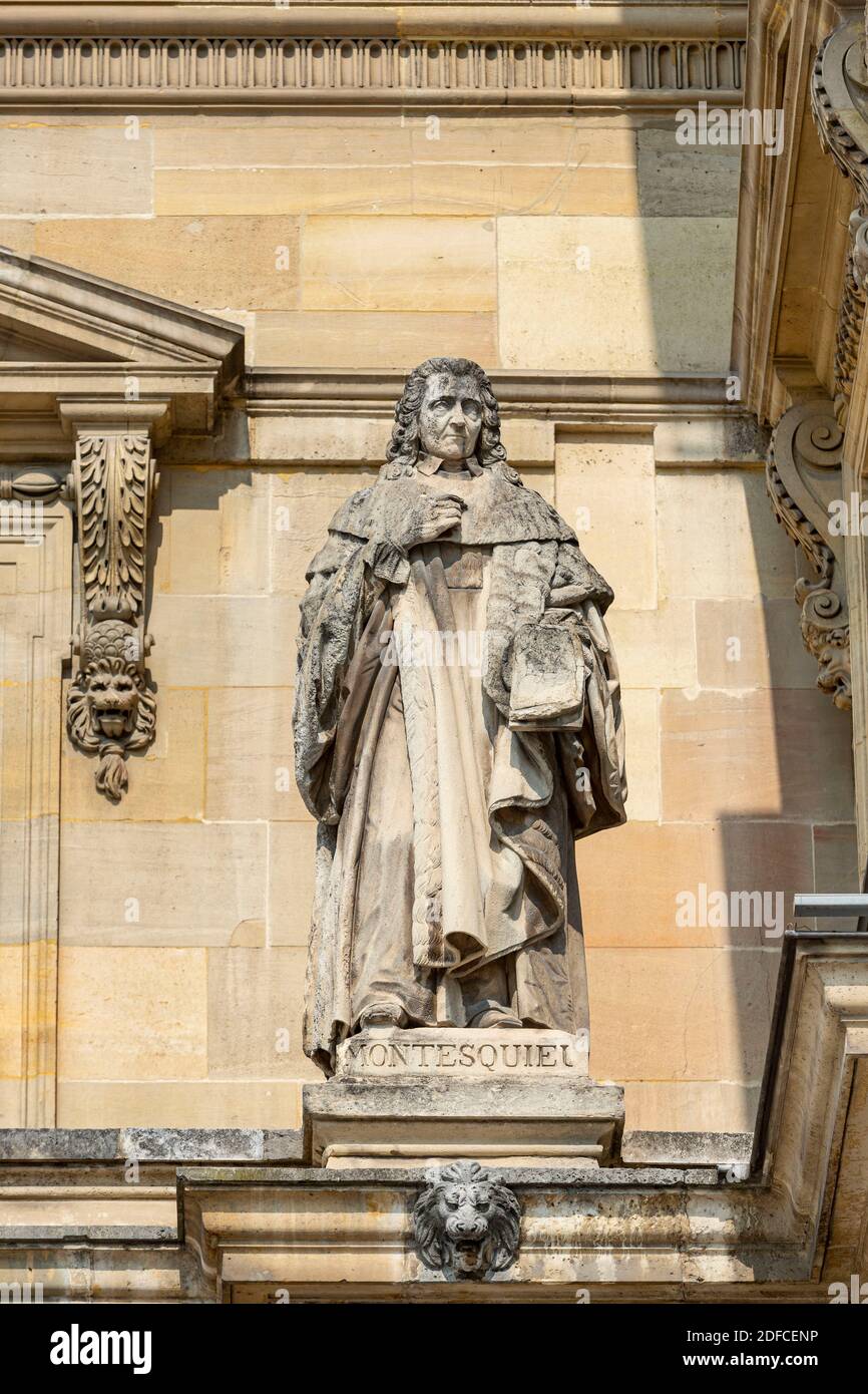 France, Paris, Louvre Palace, Cour Napoleon, Colbert wing, statue of ...