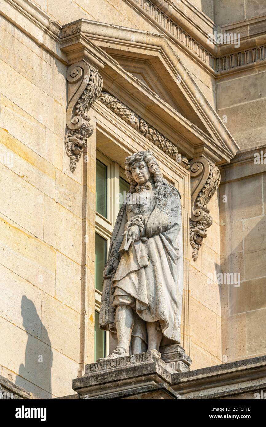 France, Paris, Louvre square, statue of Jean La Fontaine (1621 1695