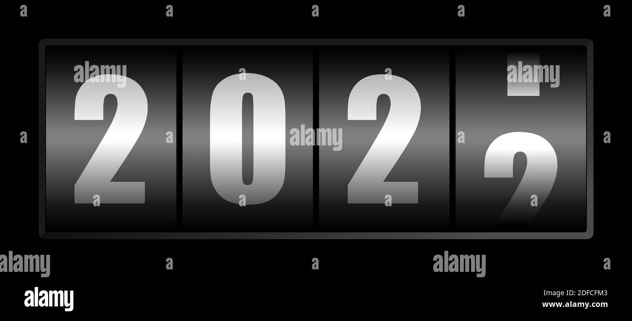 New year 2022 greeting card, vector illustration with counter on black