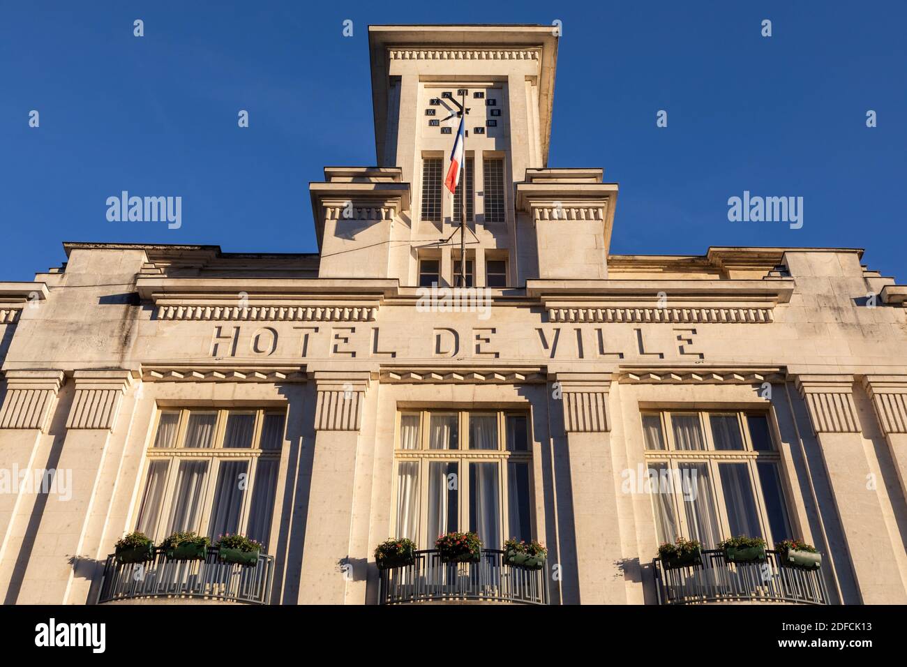 FACADE OF THE TOWN HALL, MAYOR'S OFFICE OF AUBUSSON, CREUSE, FRANCE Stock Photo
