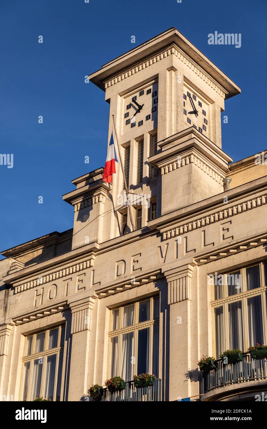 FACADE OF THE TOWN HALL, MAYOR'S OFFICE OF AUBUSSON, CREUSE, FRANCE Stock Photo