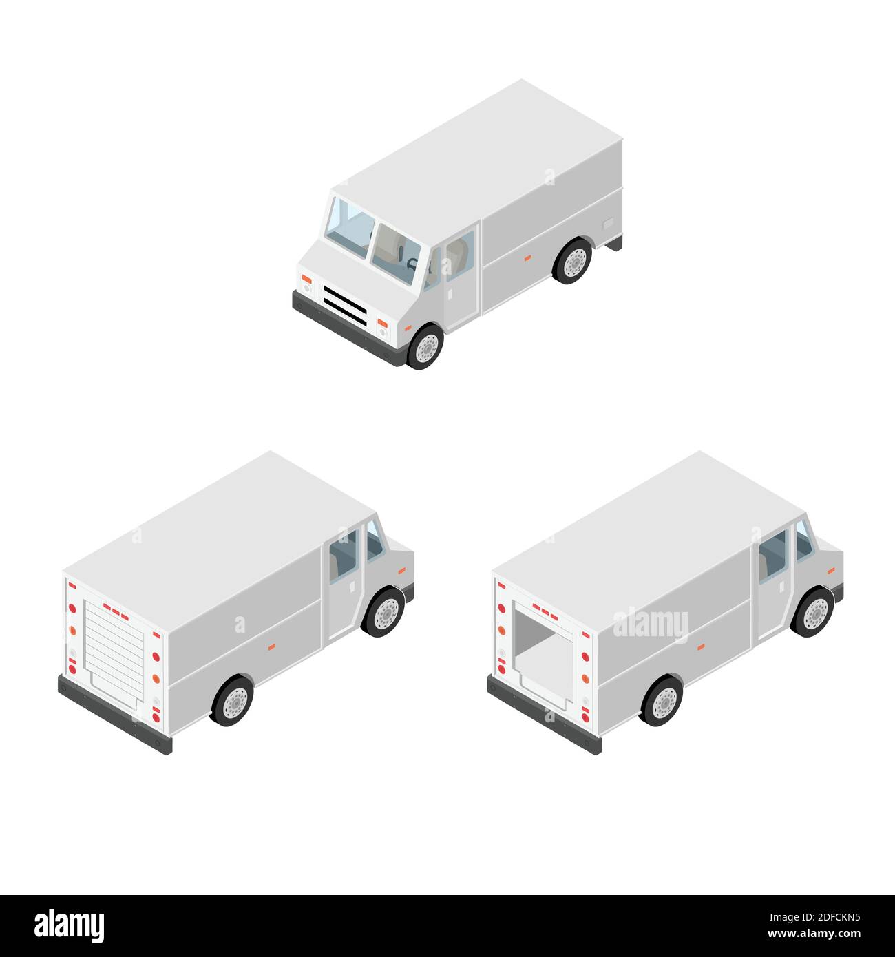 Parcel, mail delivery truck, postal car isolated on white background. Delivery service transport