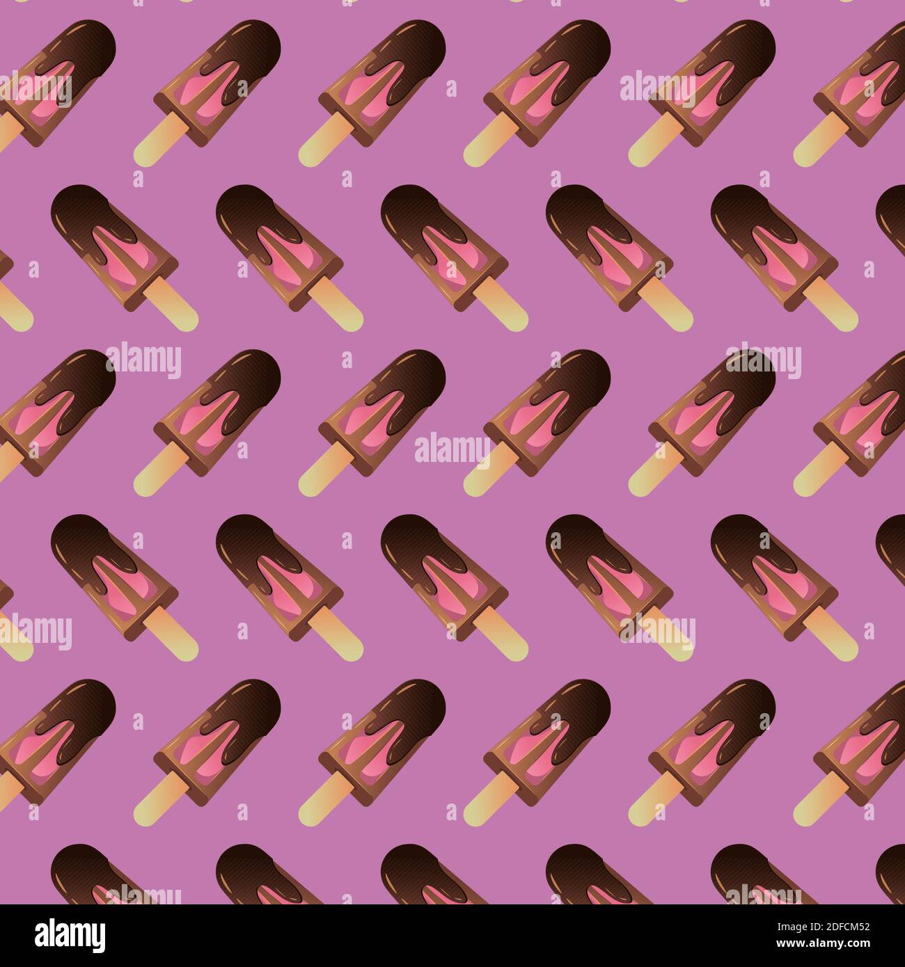 Ice Cream Eskimo Chocolate on Top Seamless Pattern Stock Vector