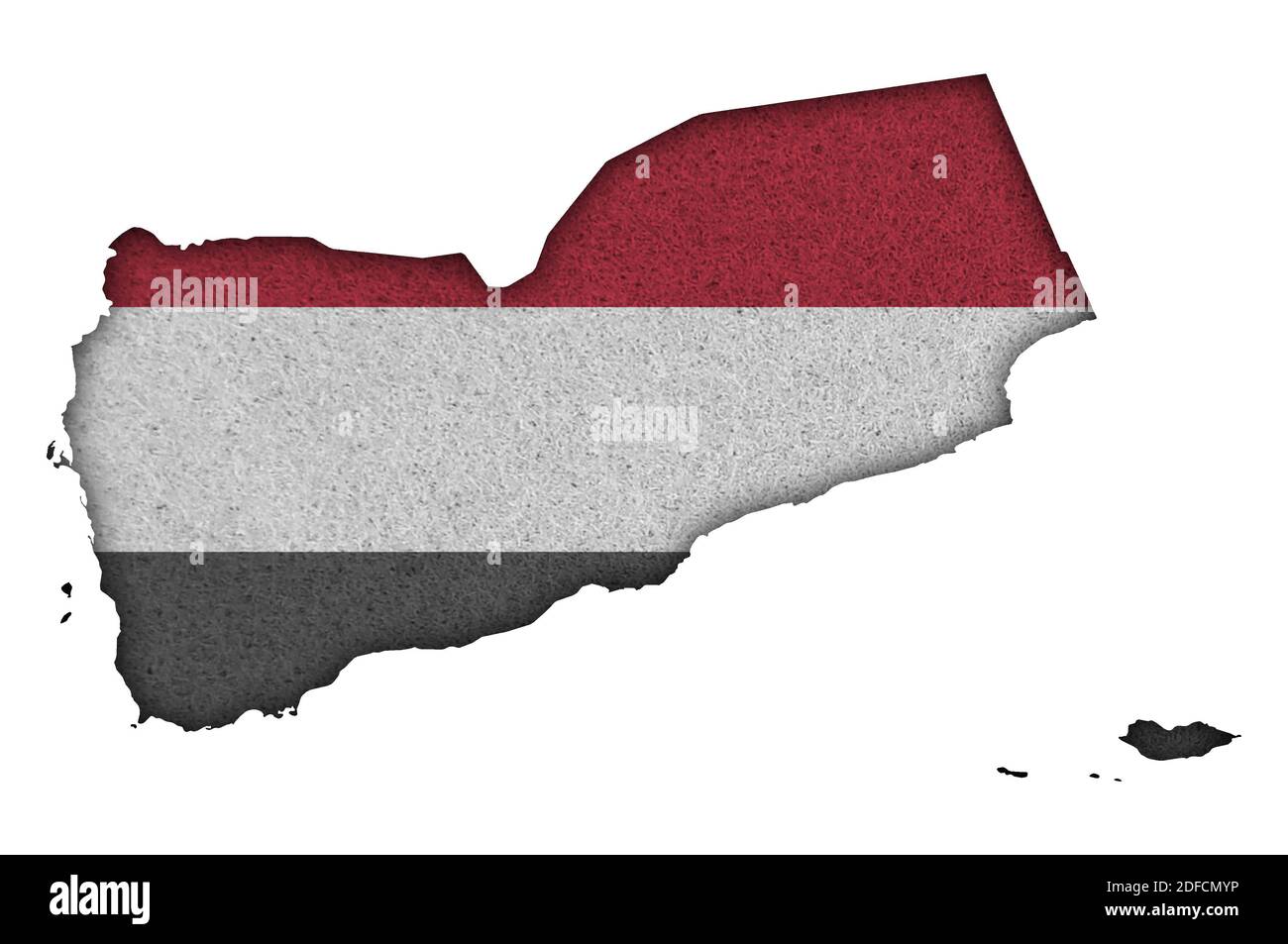Map and flag of Yemen on felt Stock Photo - Alamy