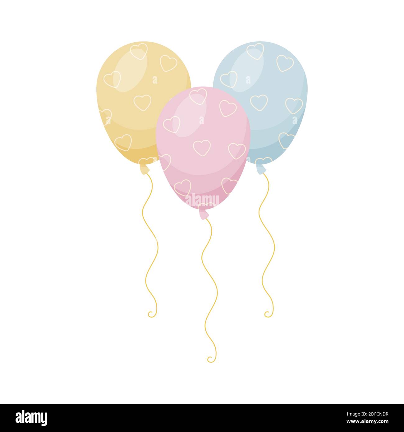 Three cartoon balloons with heart pattern. Vector illustration Stock Vector