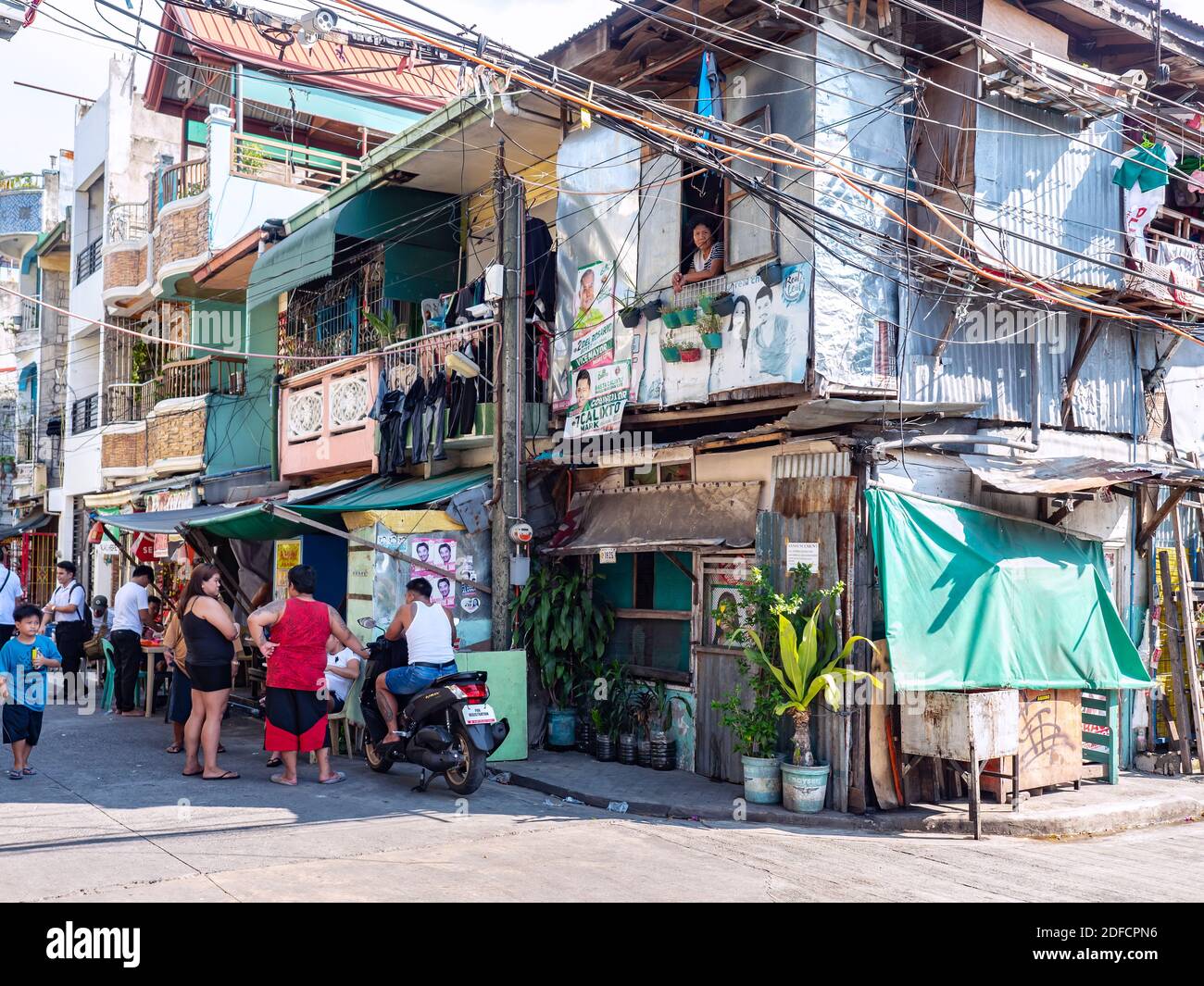 Street scene at residential area in Pasay City, Metro Manila, the Philippine Stock Photo